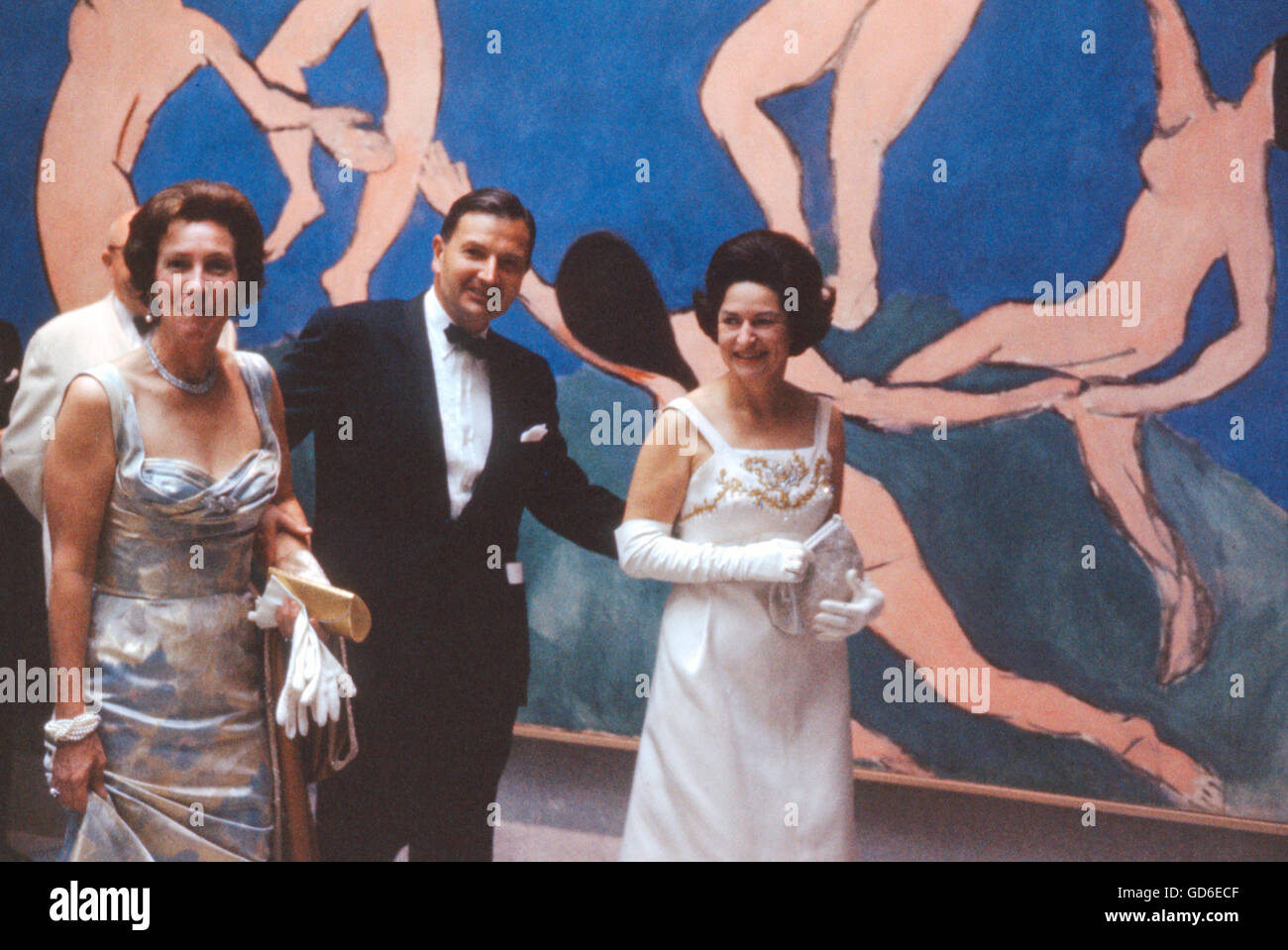 Lady Bird Johnson, David Rockefeller, et Peggy Rockefeller, Banque D'Images