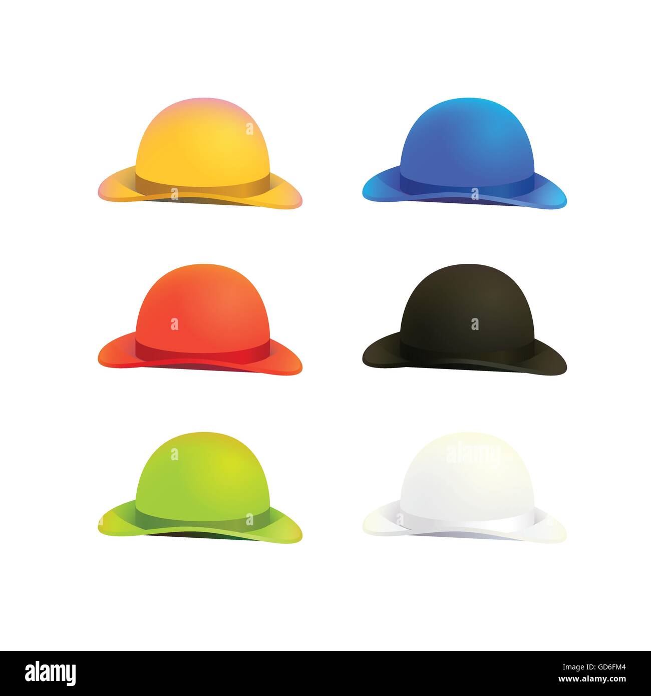 Vector Illustration de six couleurs quilleur ou Derby Hat Illustration de Vecteur