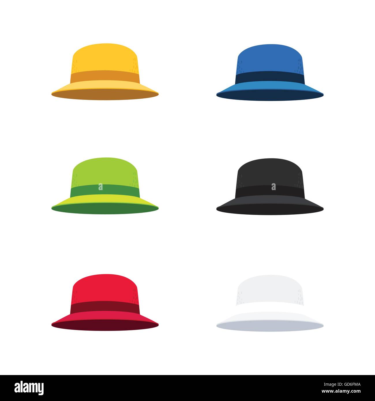 Illustration Vecteur de 6 couleurs Chapeau cloche, Style plat Illustration de Vecteur