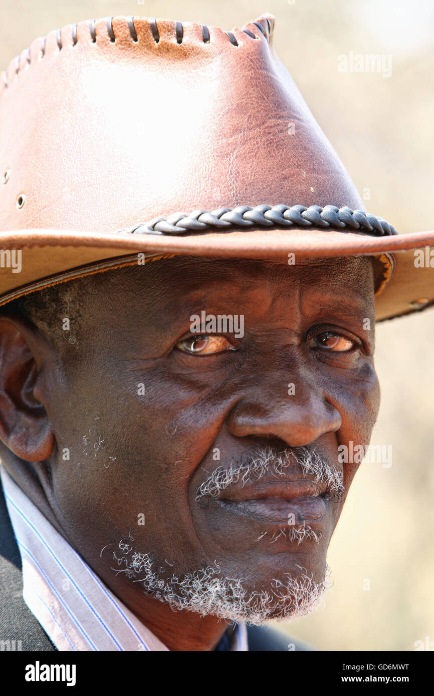 Le vieil homme, portrait, Namibie Banque D'Images