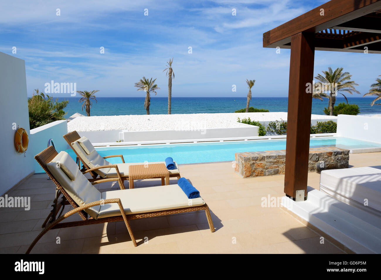 Piscine de la villa de luxe, Crète, Grèce Banque D'Images
