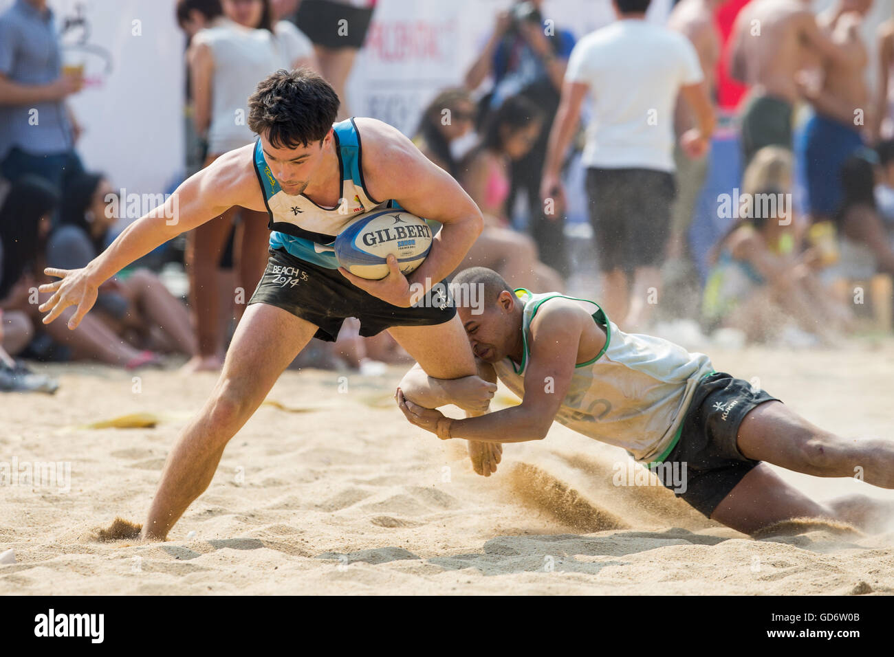 Beach Rugby - Hong Kong Beach 5 2014 Banque D'Images