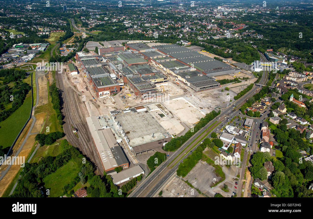 Vue aérienne, OPEL-je plante, démolition OPEL, la réhabilitation des friches industrielles de la Ruhr, Bochum, Rhénanie du Nord-Westphalie, Banque D'Images