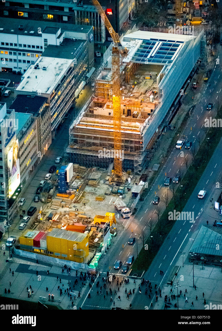 Vue aérienne, musée du football de l'Association allemande de football contre Dortmund Hauptbahnhof, vue aérienne de Dortmund, Banque D'Images