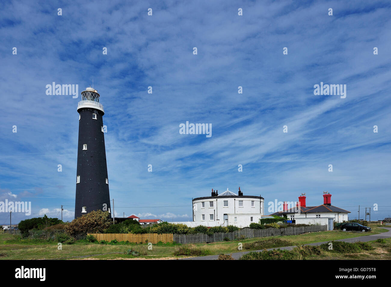 Le phare de Dungeness sur la côte du Kent, Angleterre, Royaume-Uni, Europe Banque D'Images