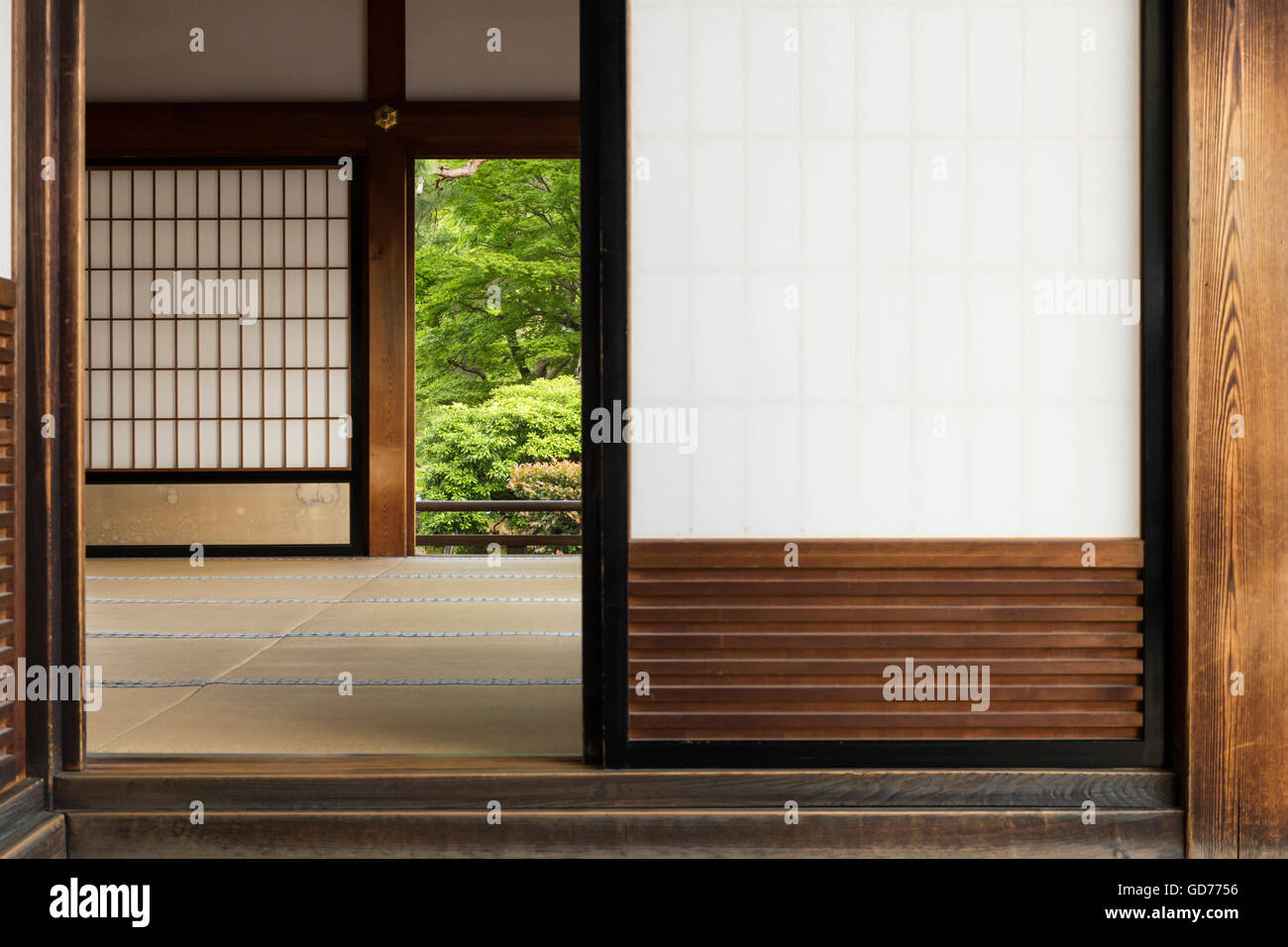 Afficher dans une pièce avec au shoji Kodaiji Temple à Kyoto, Japon Banque D'Images