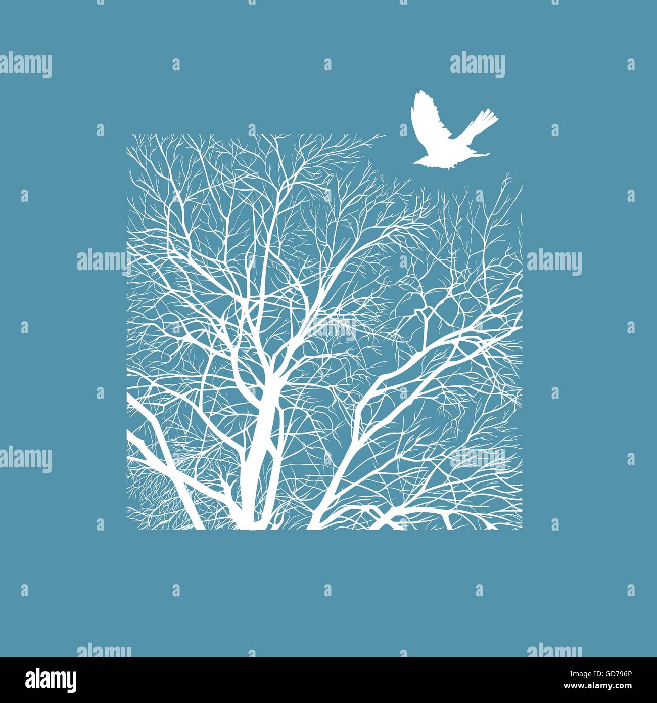 Arbre d'hiver dans un carré Illustration de Vecteur