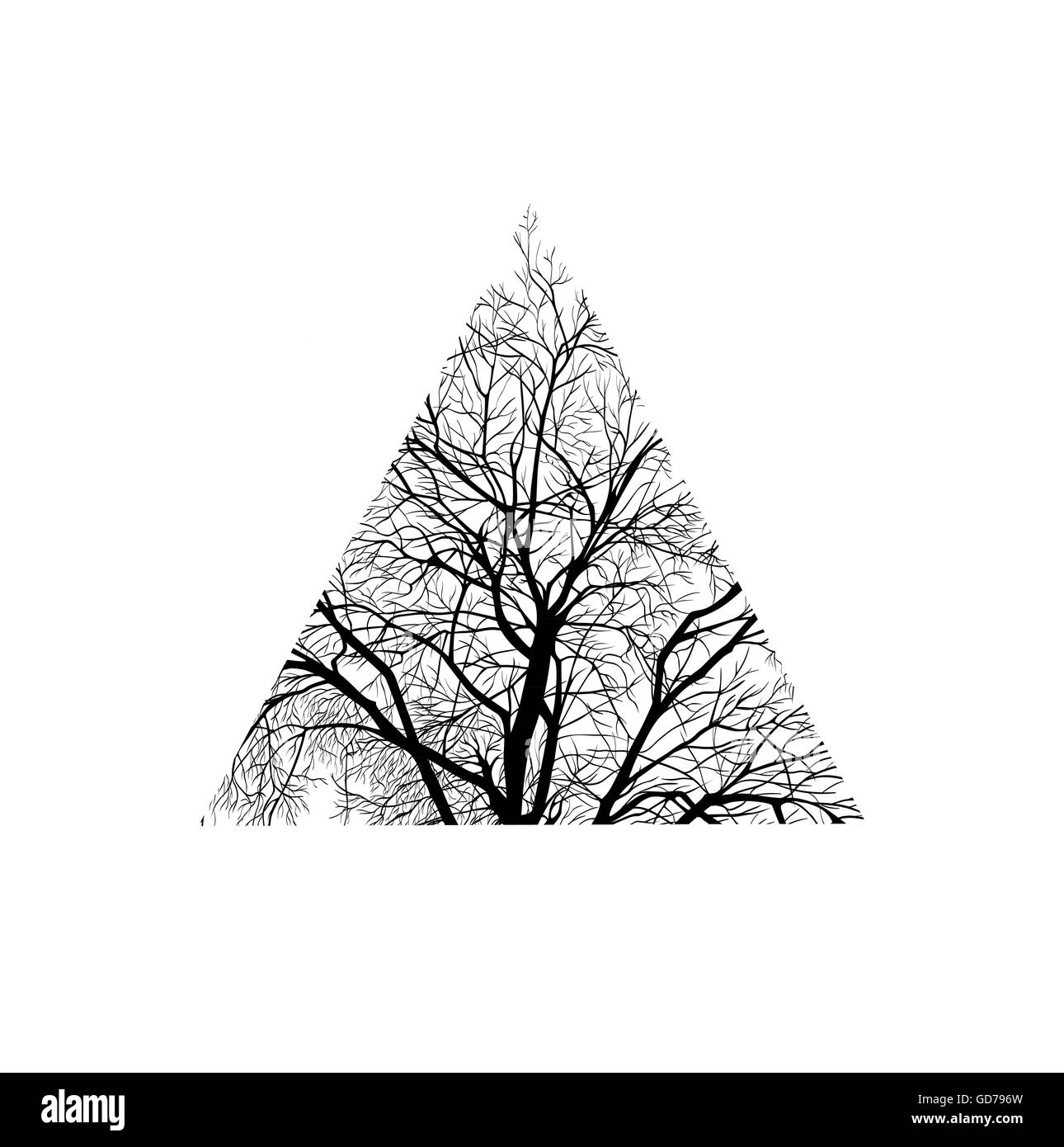 Dans un triangle bordé d'arbres Illustration de Vecteur