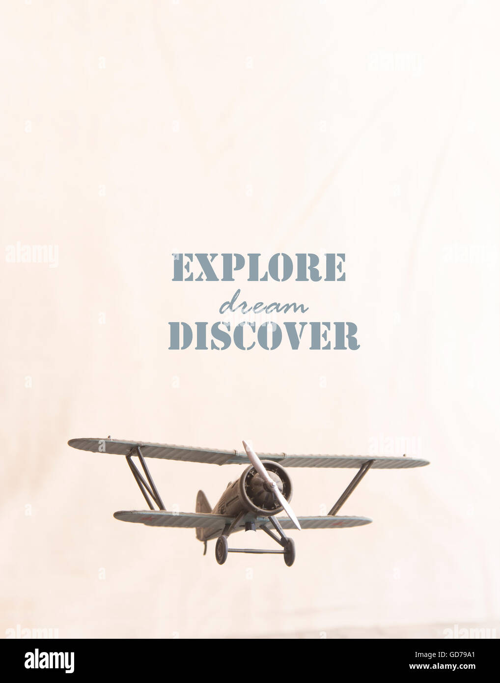 Explorer, découvrir, rêve, idée retro style Banque D'Images