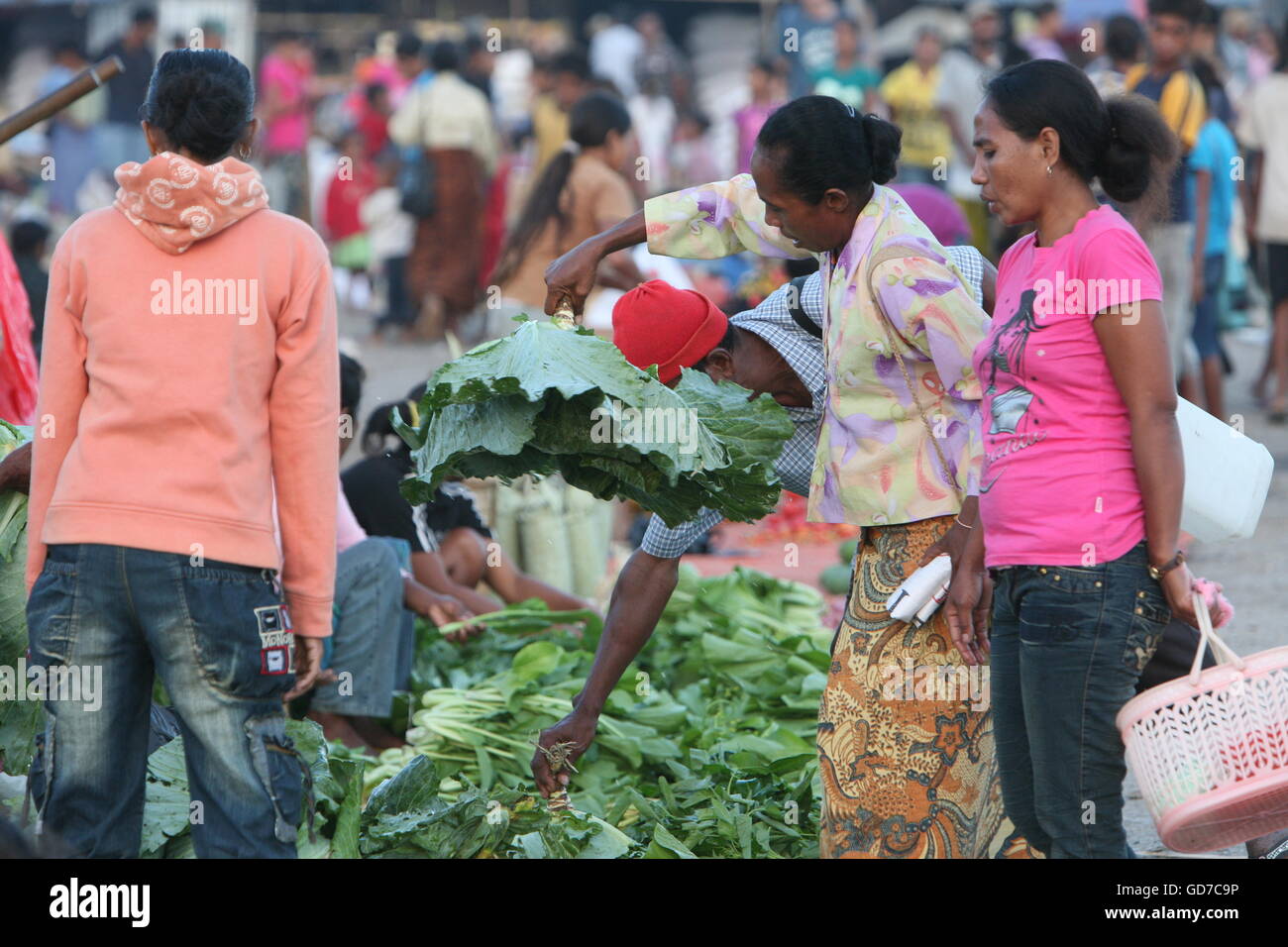 Un fegetable marché au village de Lospalos dans l'est du Timor oriental en southeastasia. Banque D'Images