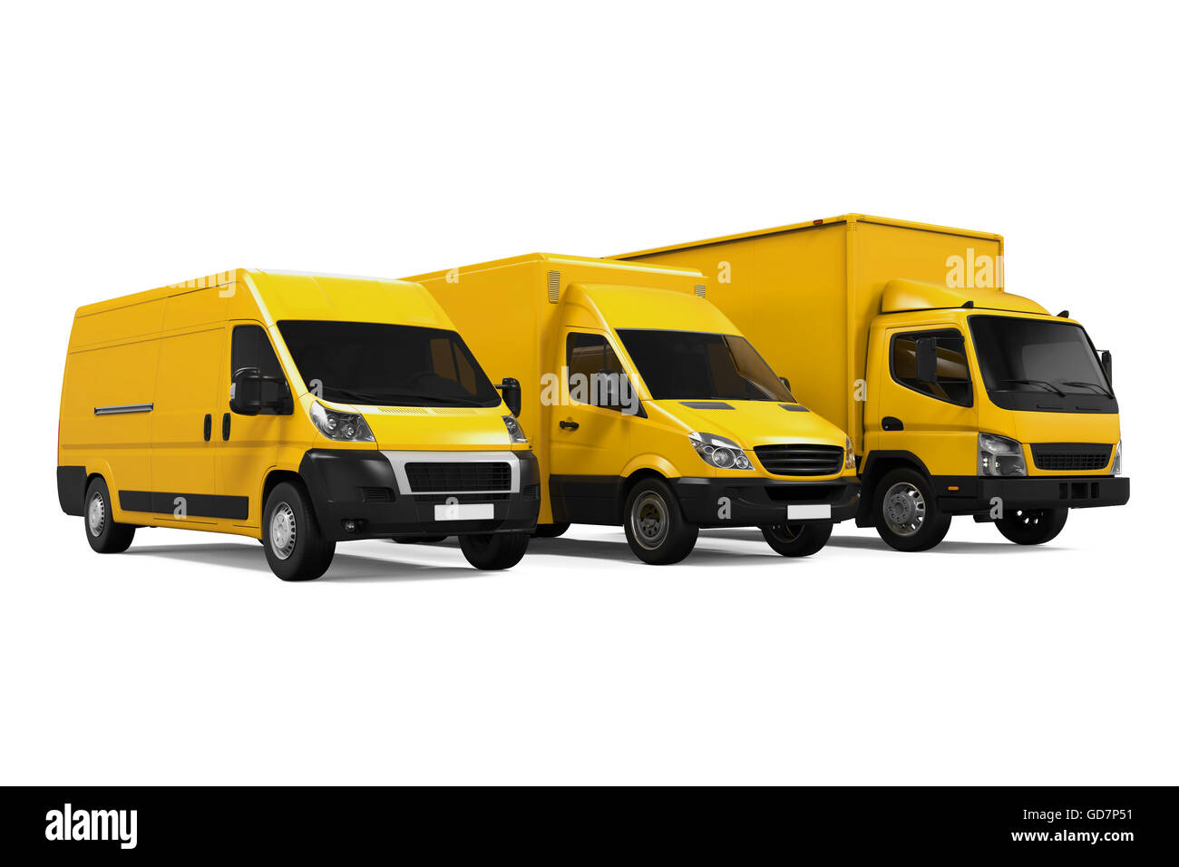 Les camionnettes de livraison jaune Banque D'Images