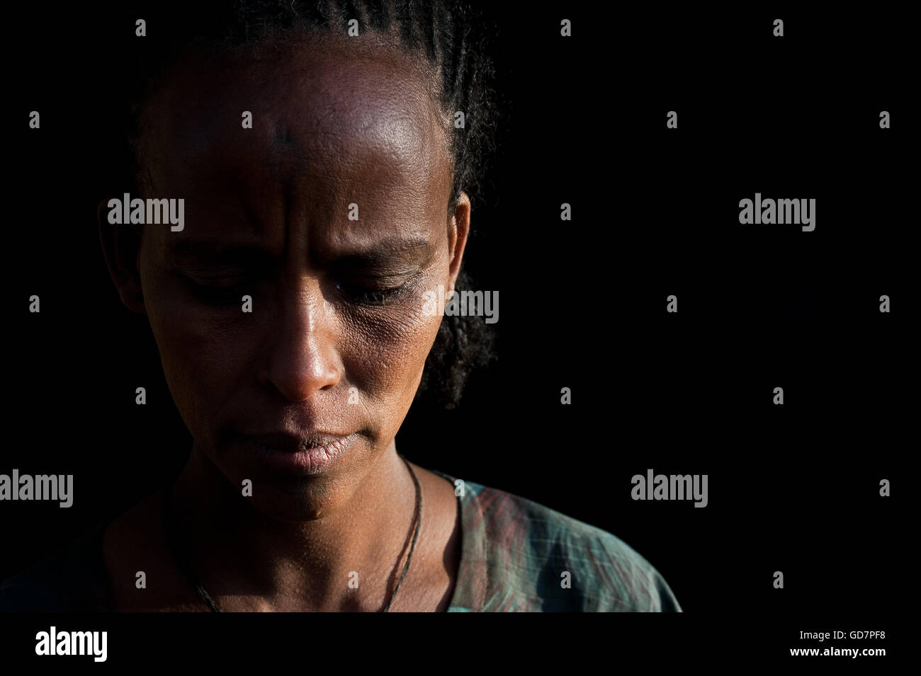 Femme appartenant à la communauté Agow (Éthiopie) Banque D'Images