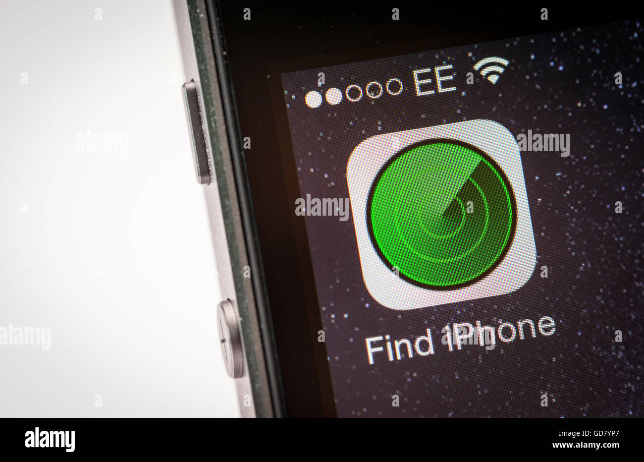 Trouver iPhone App sur un iPhone smart phone Banque D'Images