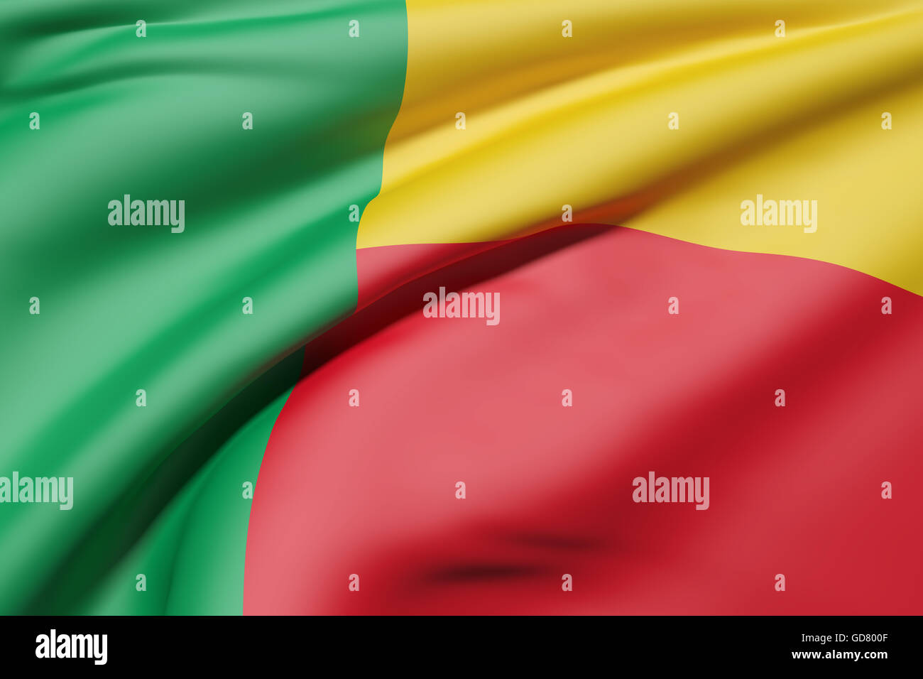 Le rendu 3D de la République du Bénin drapeaux Banque D'Images