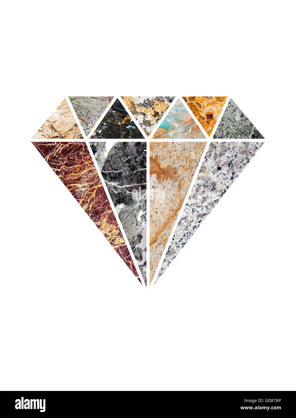 Résumé La forme en diamant collage affiche faite de marbres divers Banque D'Images