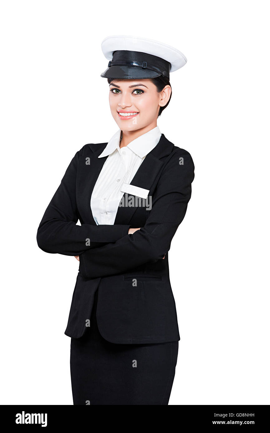 1 adultes indiens femme pilote Standing Arms Crossed Banque D'Images