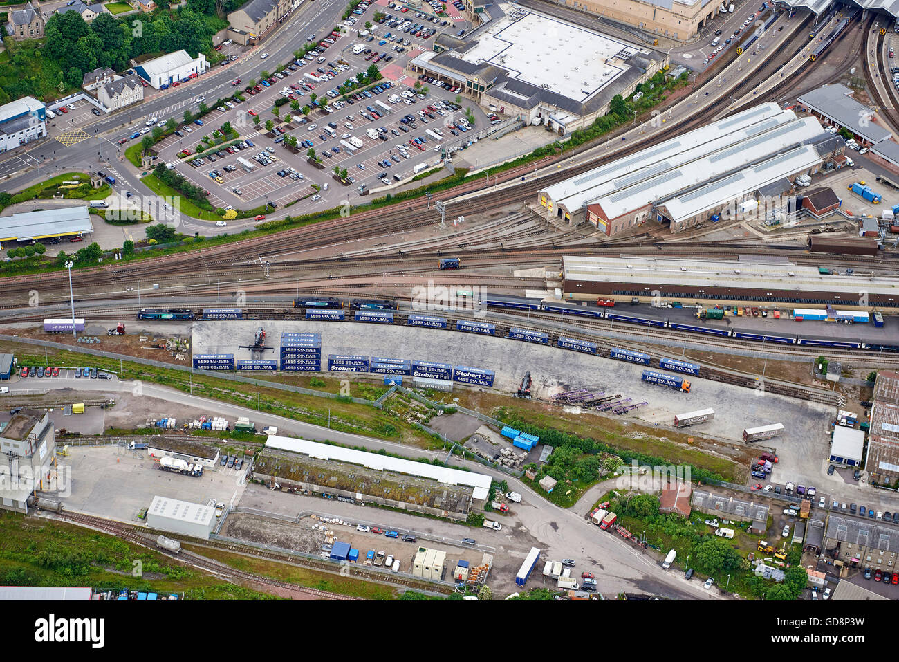 Terminal de fret ferroviaire d'Inverness et à la station de l'air, Highland Ecosse Banque D'Images