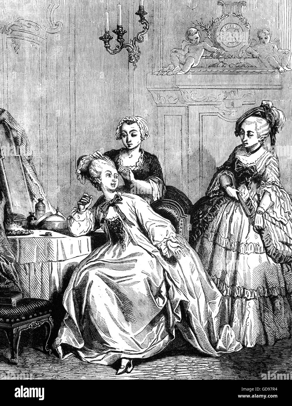 Le Boudoir d'une femme parisienne dans les années 1790, France Banque D'Images