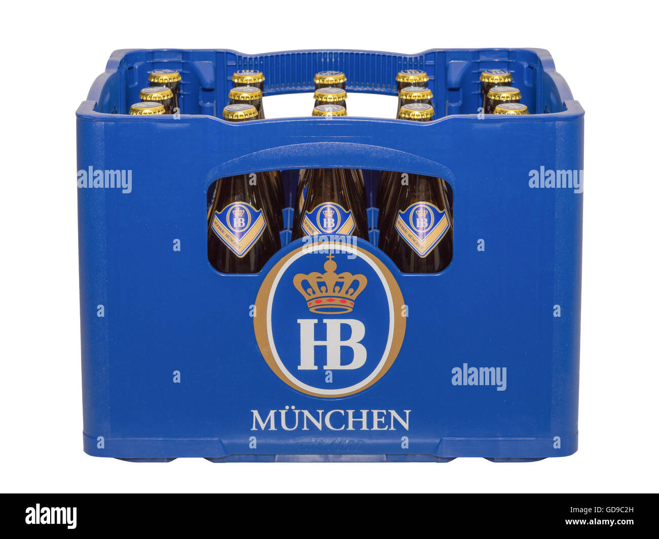 Isolé sur blanc caisse à bouteilles de bière bavaroise traditionnelle ...