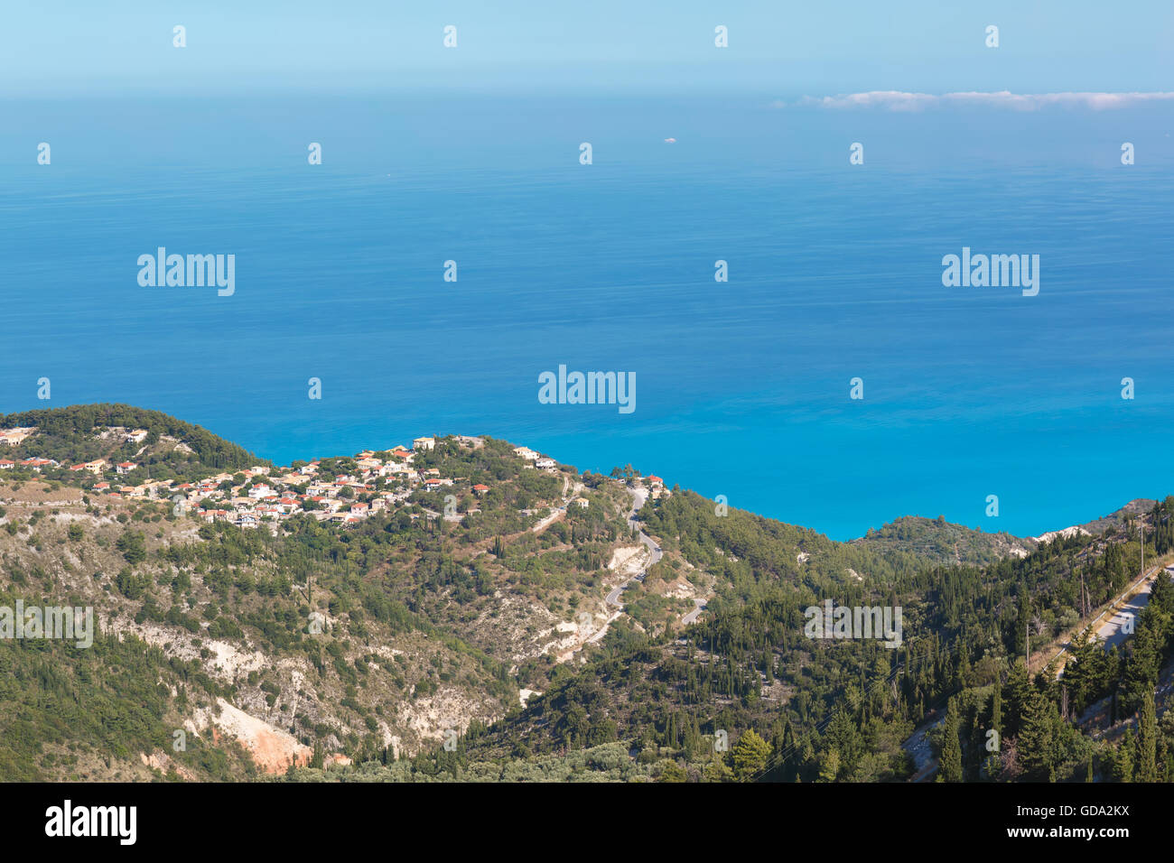 Lefkada coast beach Grèce. Vue panoramique de la mer Ionienne à Kalamitsi, Lefkada Banque D'Images