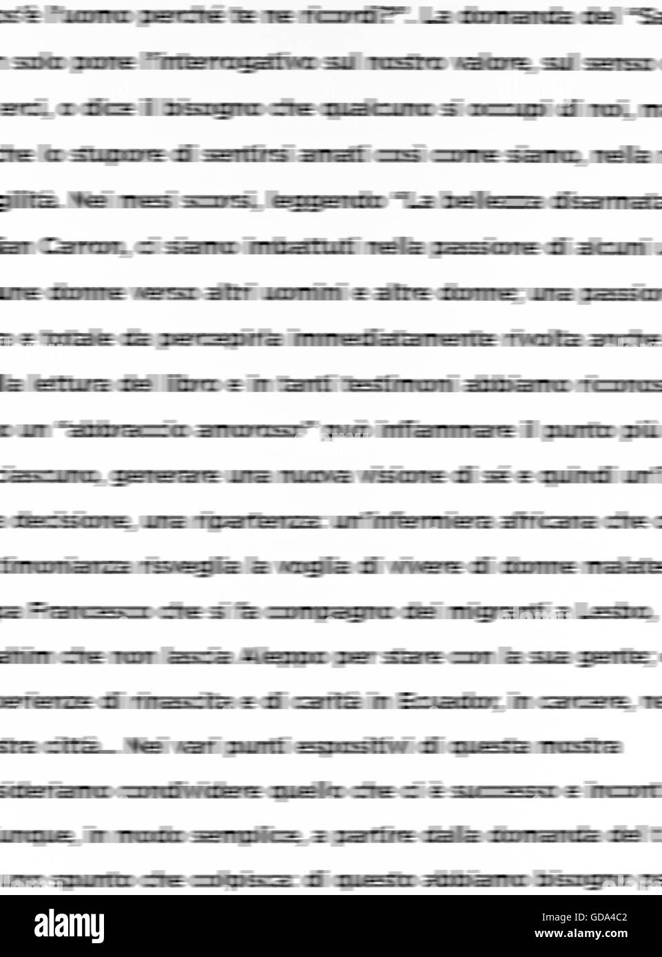 Simulation texte vu sans correction de l'astigmatisme Banque D'Images