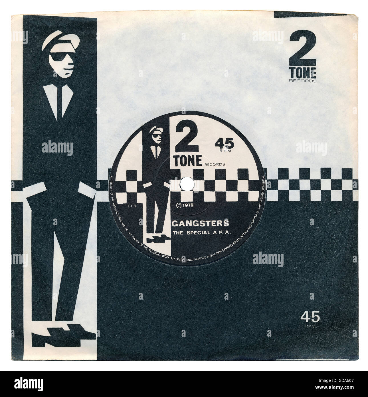 45 TR/MIN 7' single britannique de gangsters par The Specials / Le AKA sur le label 2 Tone de 1979 Banque D'Images