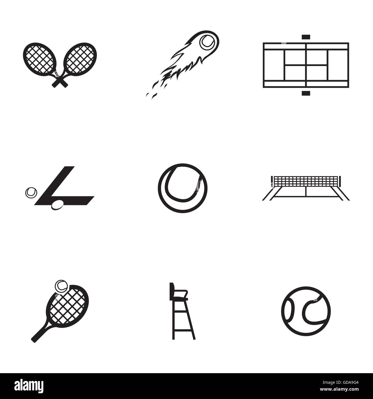 Tennis noir Vector icons set Illustration de Vecteur