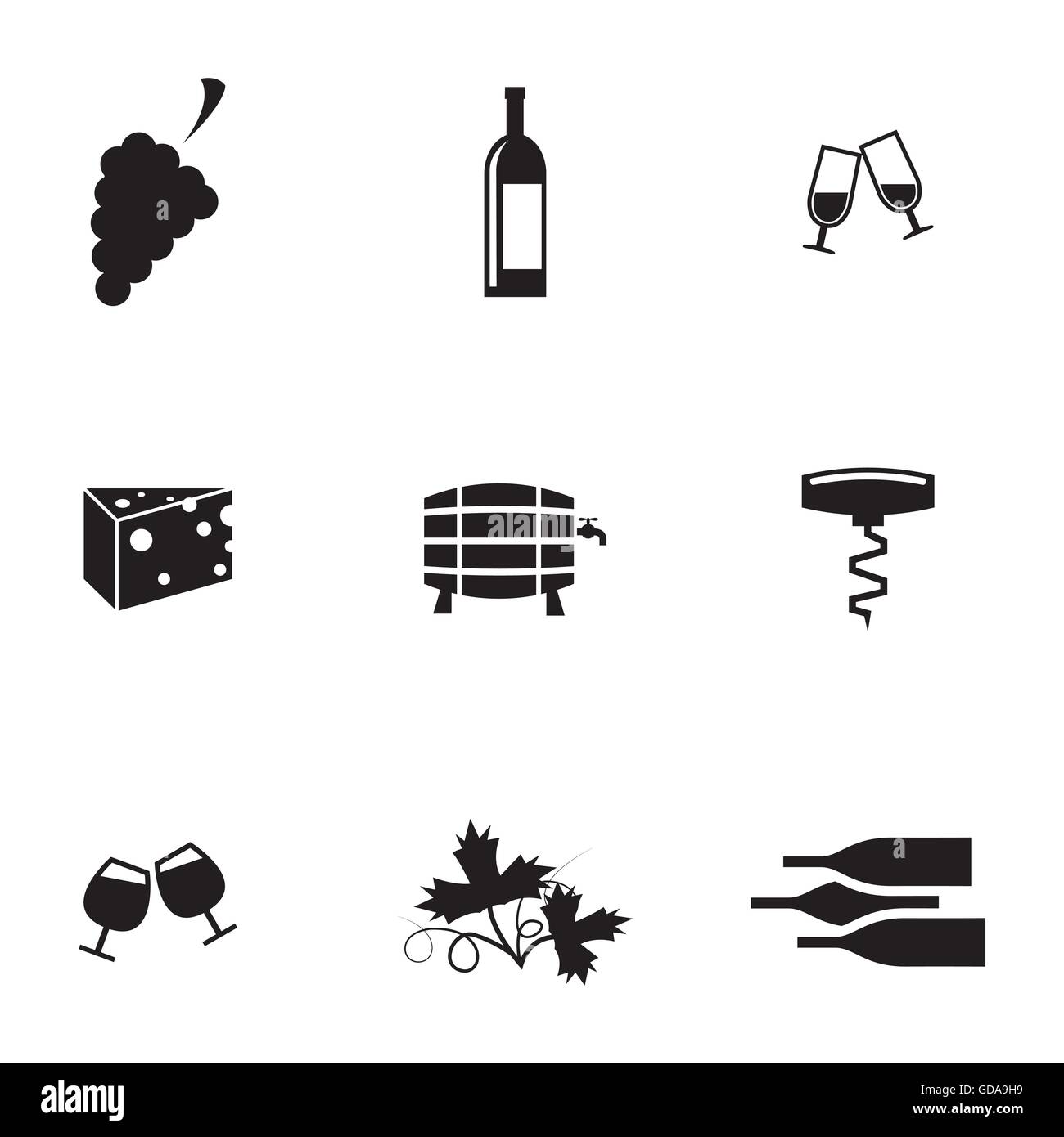 Vin Noir Vector icons set Illustration de Vecteur