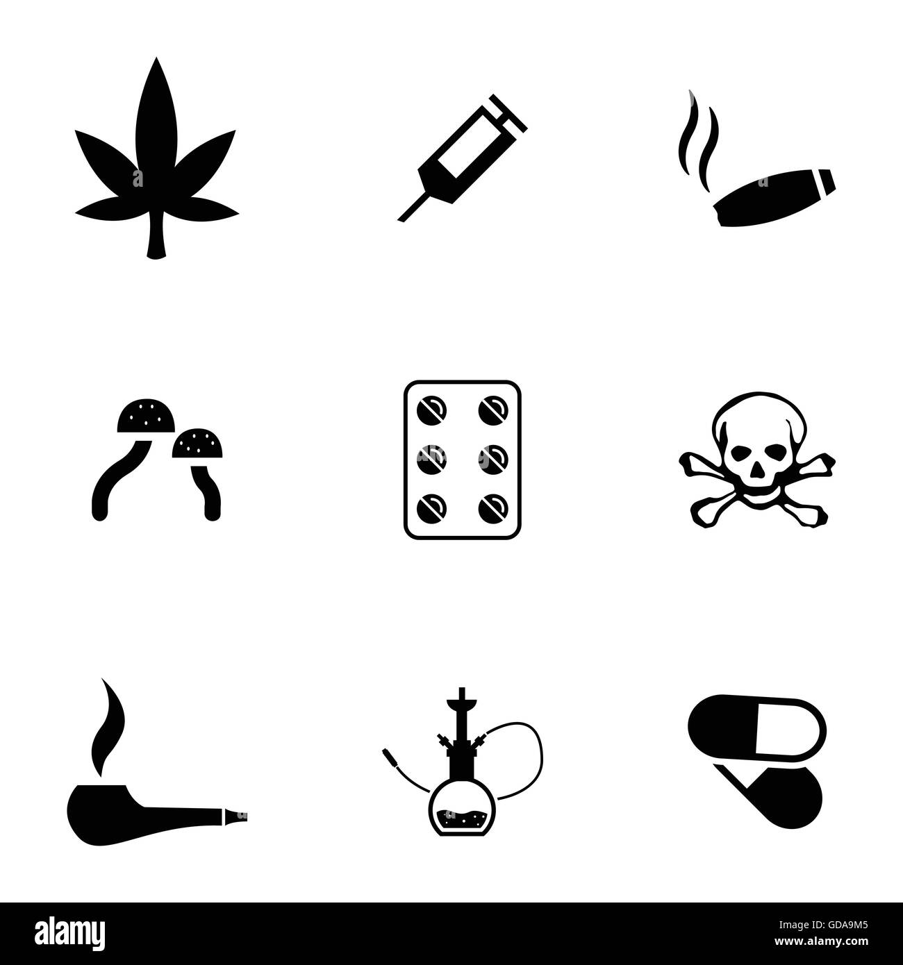 Médicaments noir Vector icons set Illustration de Vecteur