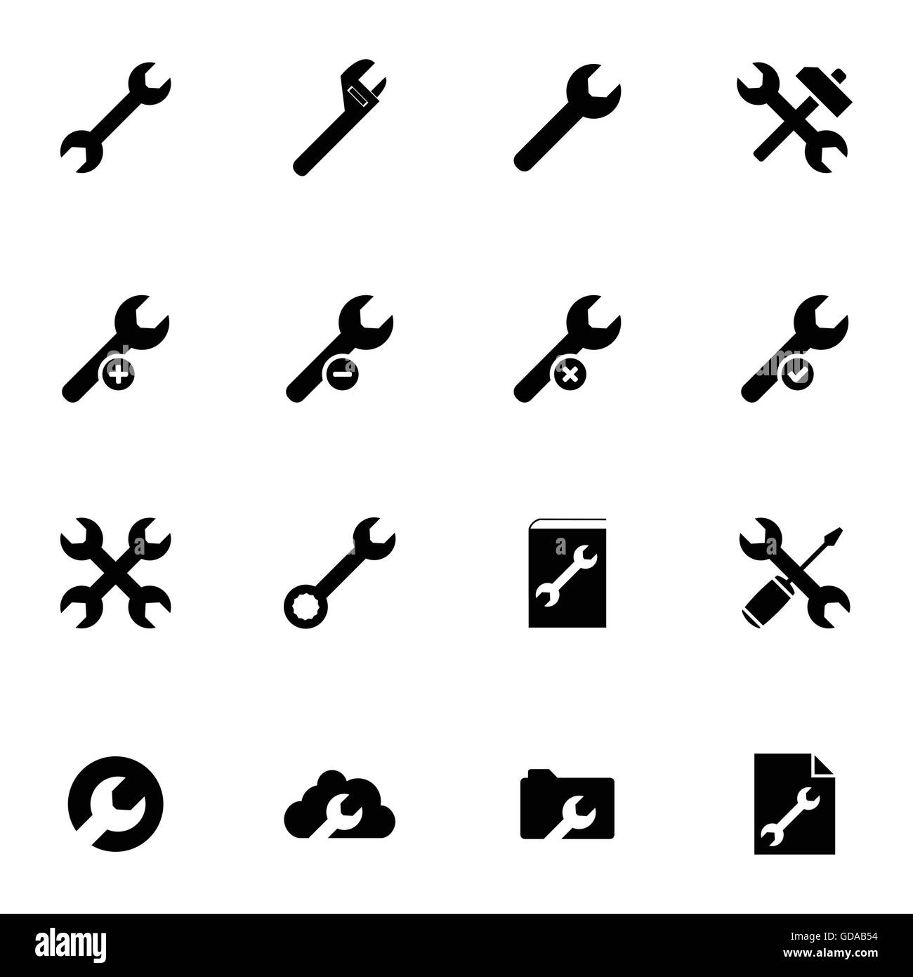 Les paramètres du vecteur clé noir icons set Illustration de Vecteur