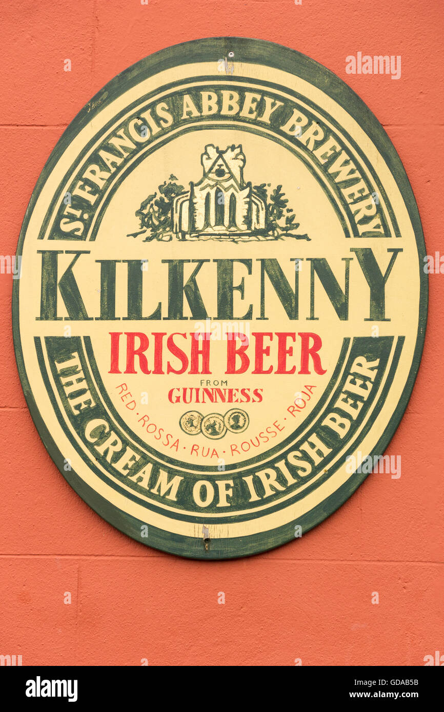 L'Irlande, Kilkenny, le logo d'une marque de bière irlandaise Banque D'Images
