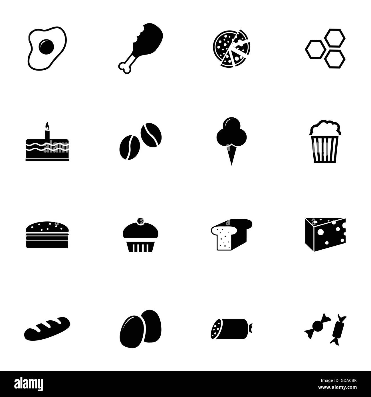 Vector black food icons set Illustration de Vecteur