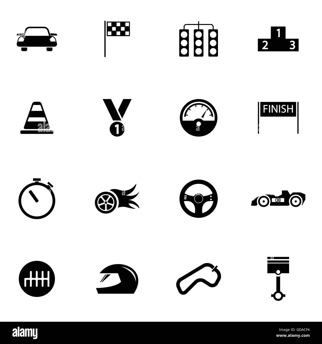 Vector black racing icons set Illustration de Vecteur