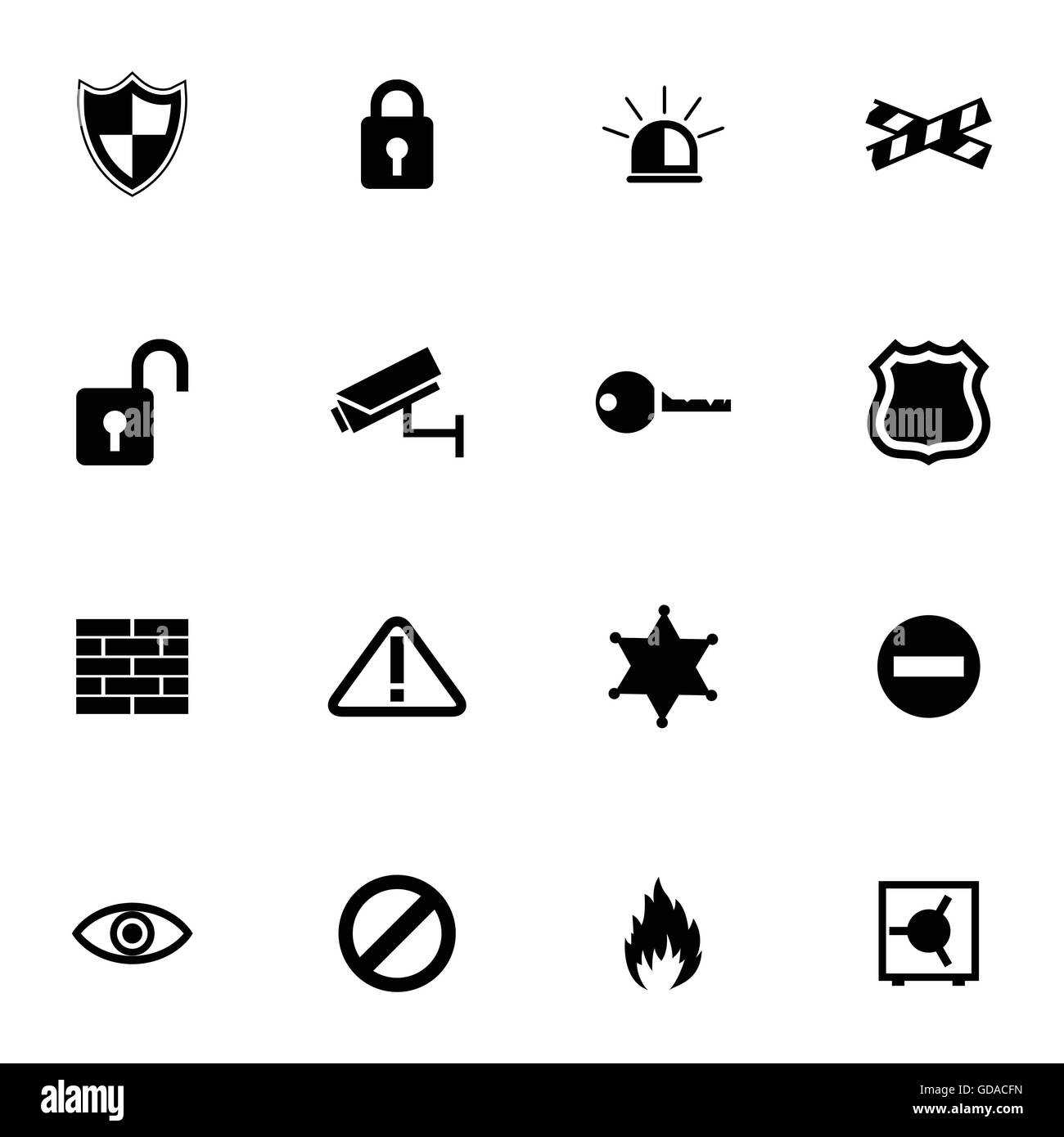 Black Vector icons set de sécurité Illustration de Vecteur