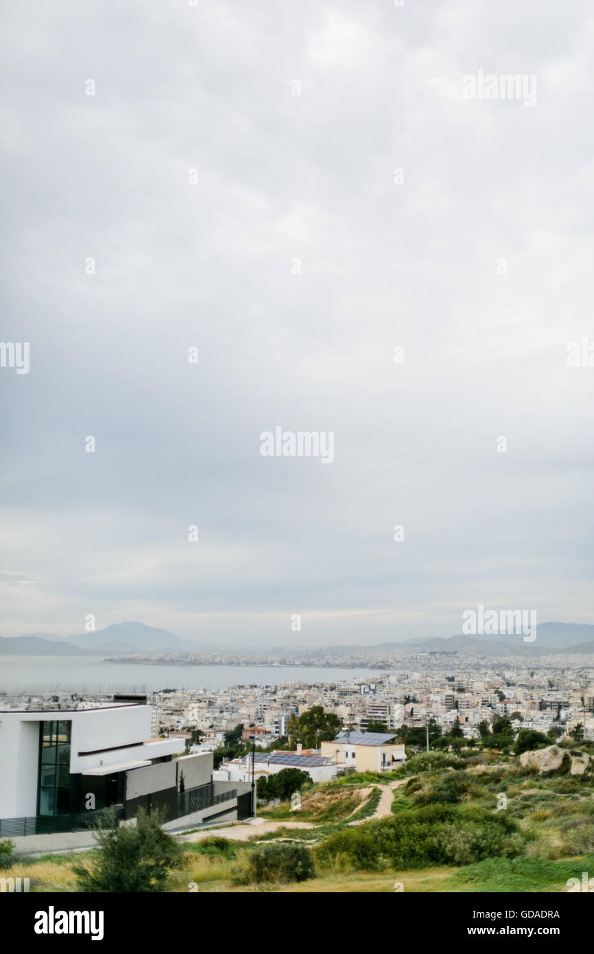 La Grèce, Attique, Athina, Athènes par la mer, vue d'Athènes et l'islands Banque D'Images