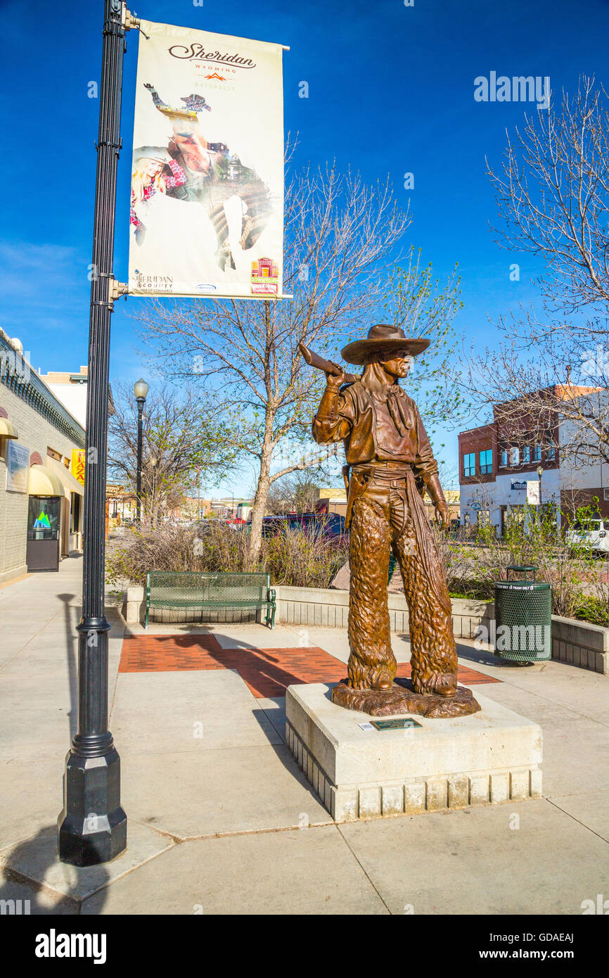 Cowboy Stetson USA Sheridan statue carabine de l'ombre Banque D'Images