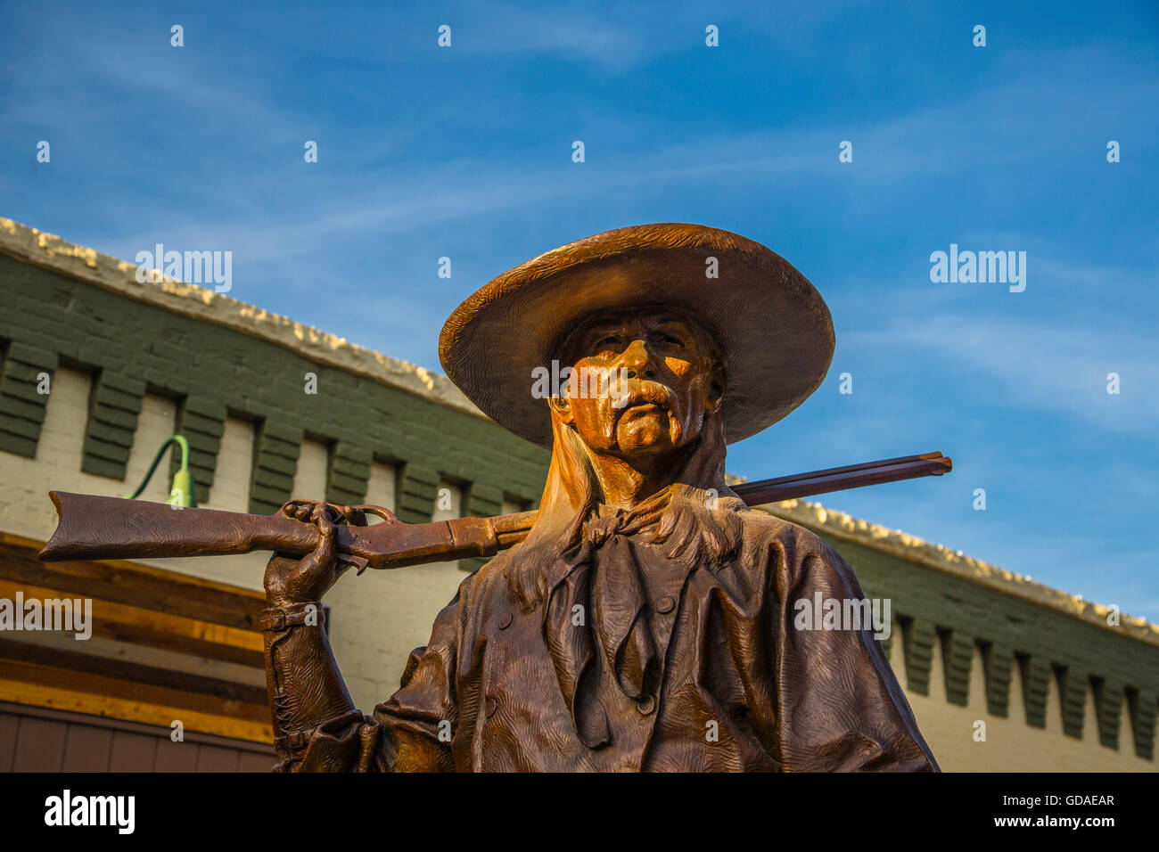 Cowboy Stetson USA Sheridan statue carabine de l'ombre Banque D'Images