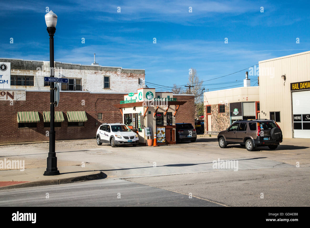 Drive-thru coffee shop dans la ville de Sheridan Wyoming USA Banque D'Images