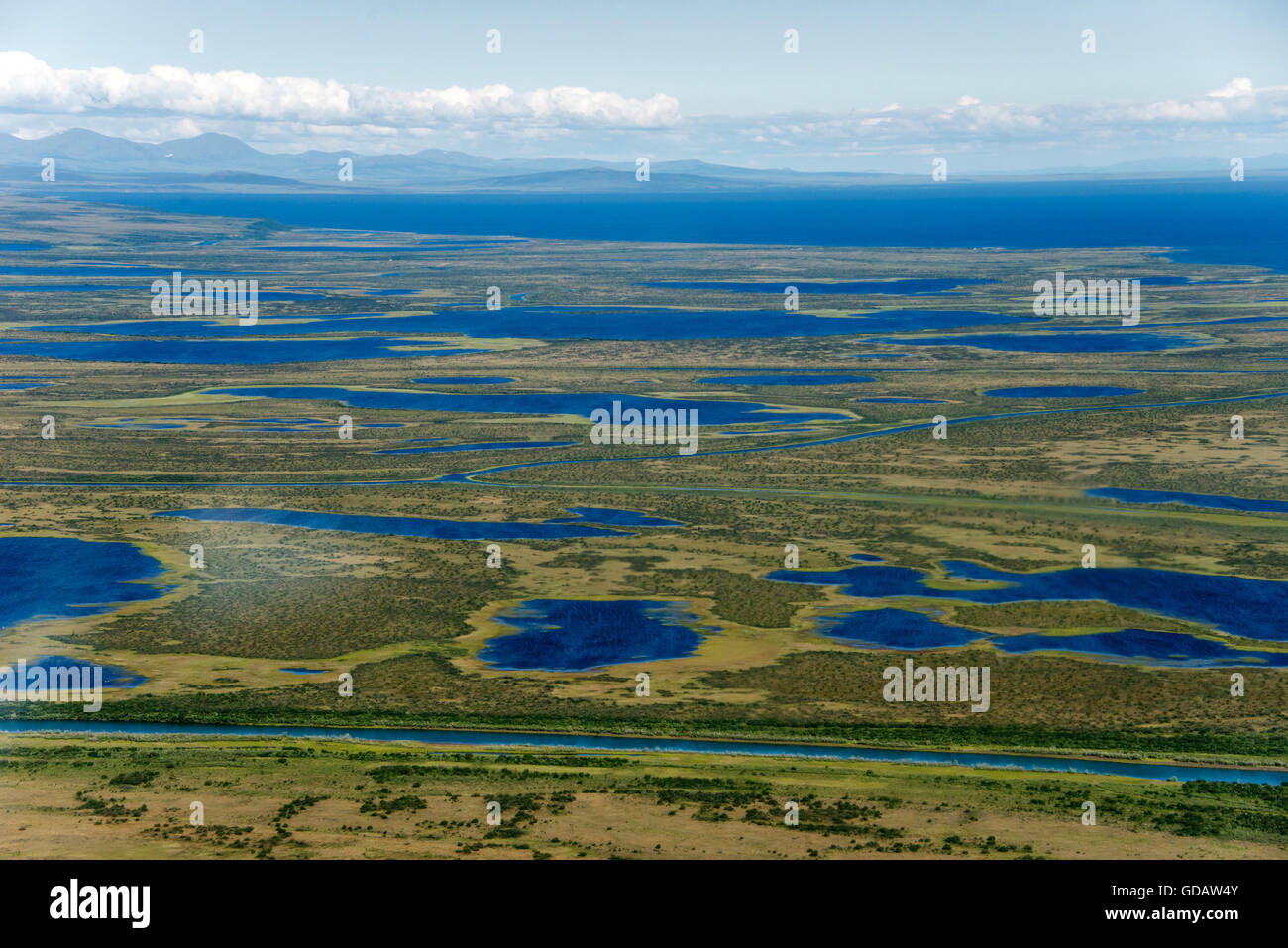 Mer de Tchoukotka, coast, Kotzebue, Alaska, USA,aerial Banque D'Images