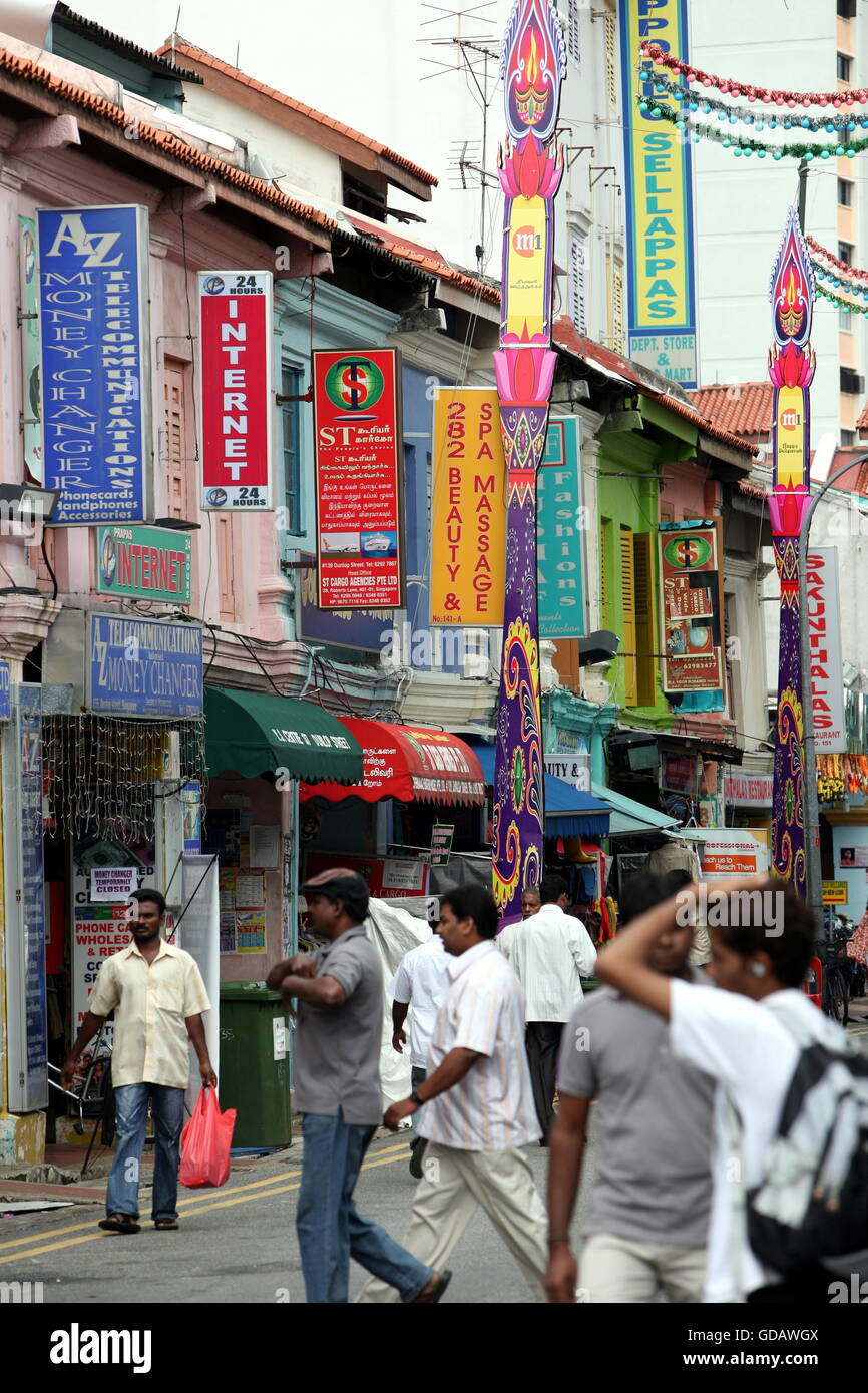 Der Indische Stadtteil Little India à Singapur im Inselstaat Singapour en Asie. Banque D'Images