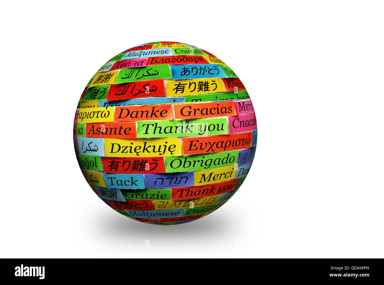 Merci Nuage de mots imprimés sur du papier de couleur différentes langues Banque D'Images