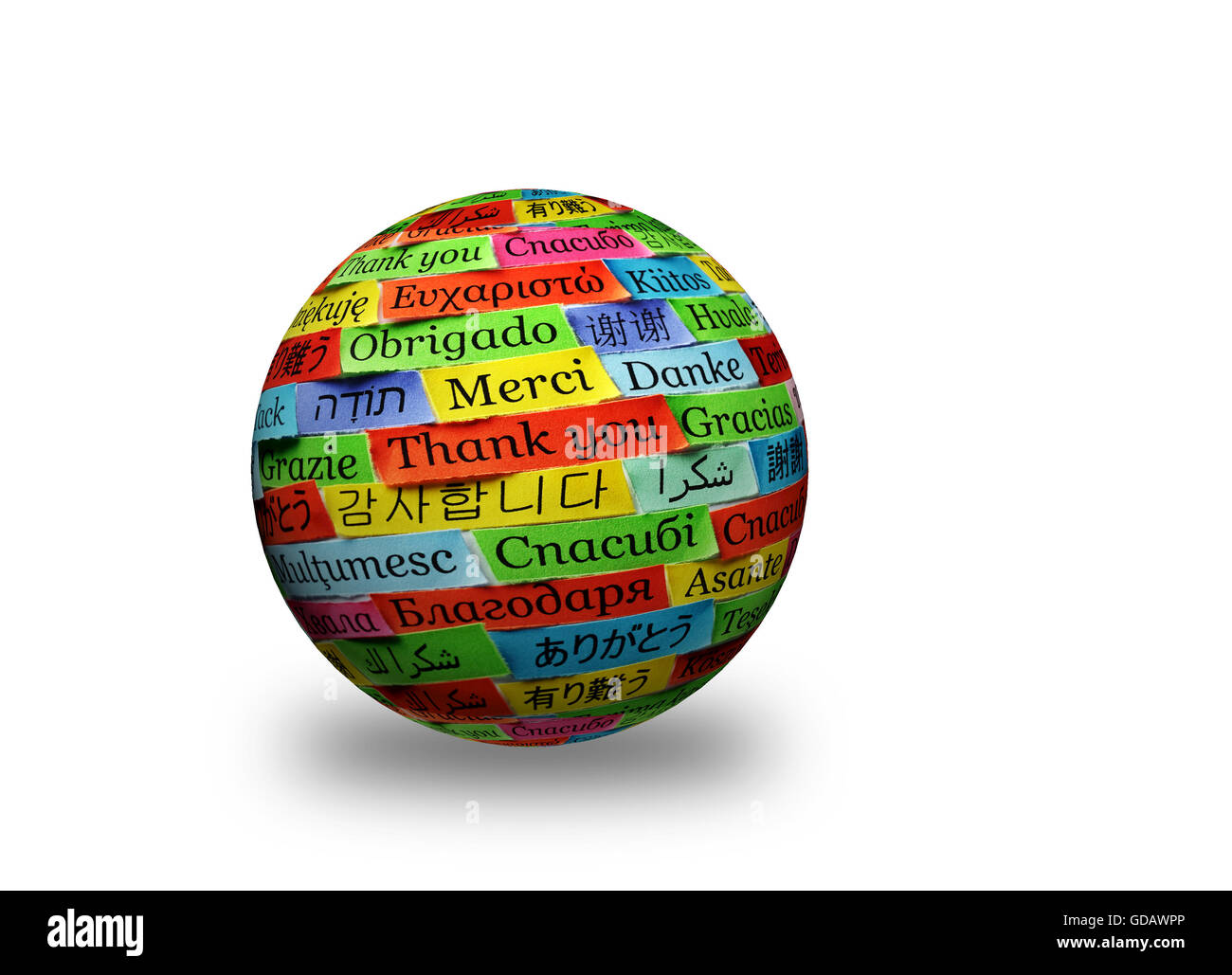 Merci Nuage de mots imprimés sur du papier de couleur différentes langues Banque D'Images