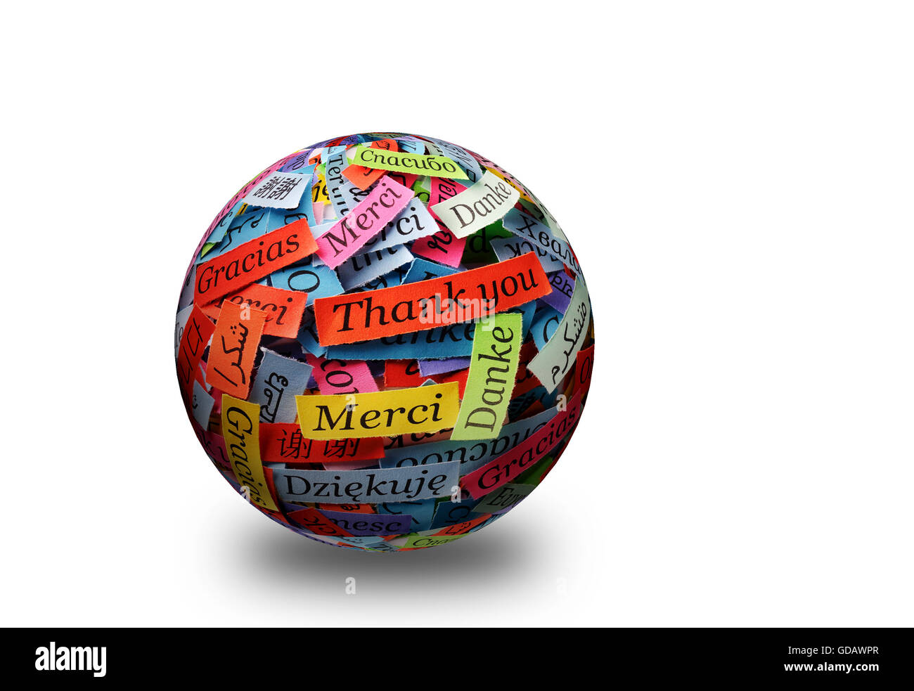 Merci Nuage de mots imprimés sur du papier de couleur différentes langues Banque D'Images