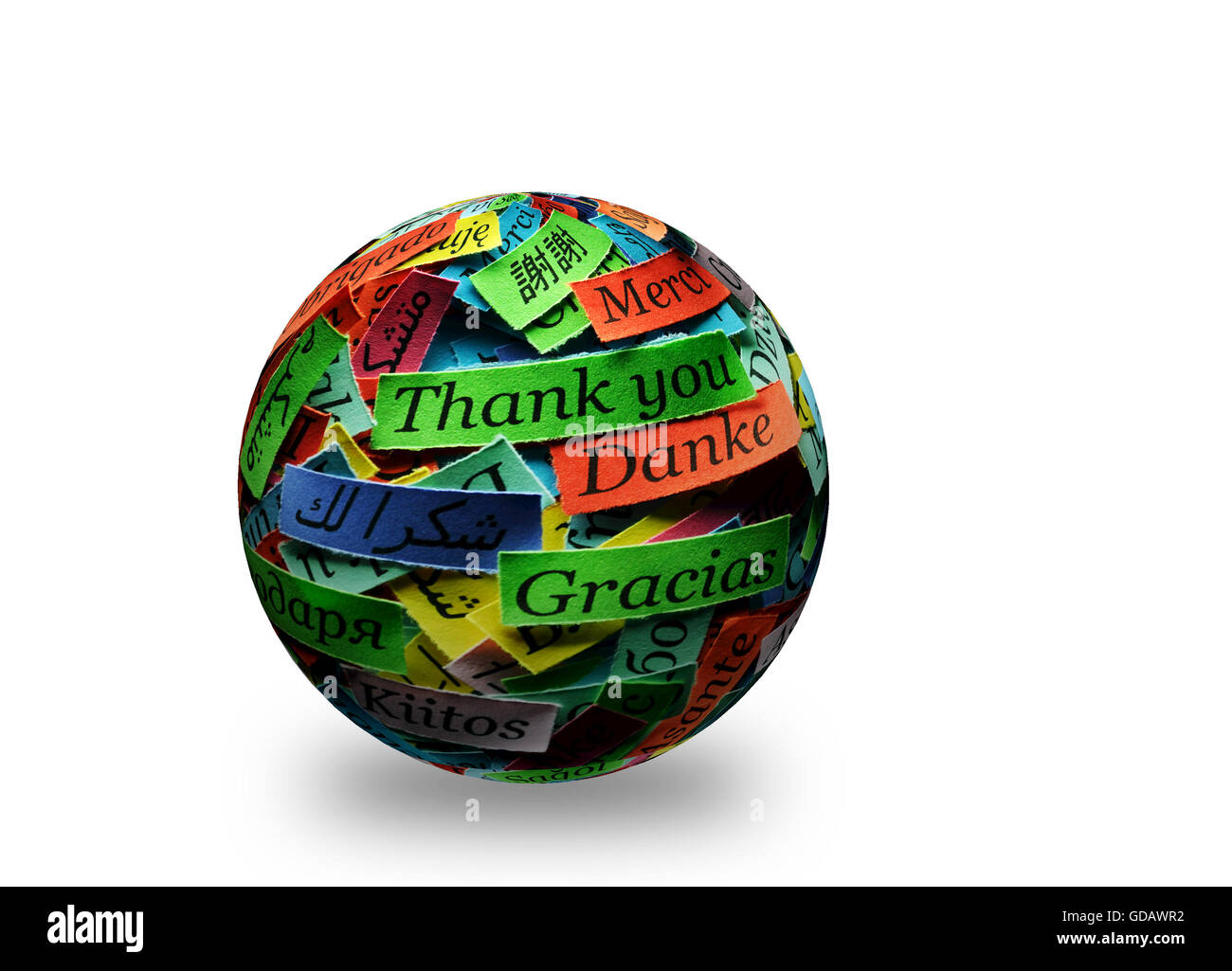 Merci Nuage de mots imprimés sur du papier de couleur différentes langues Banque D'Images