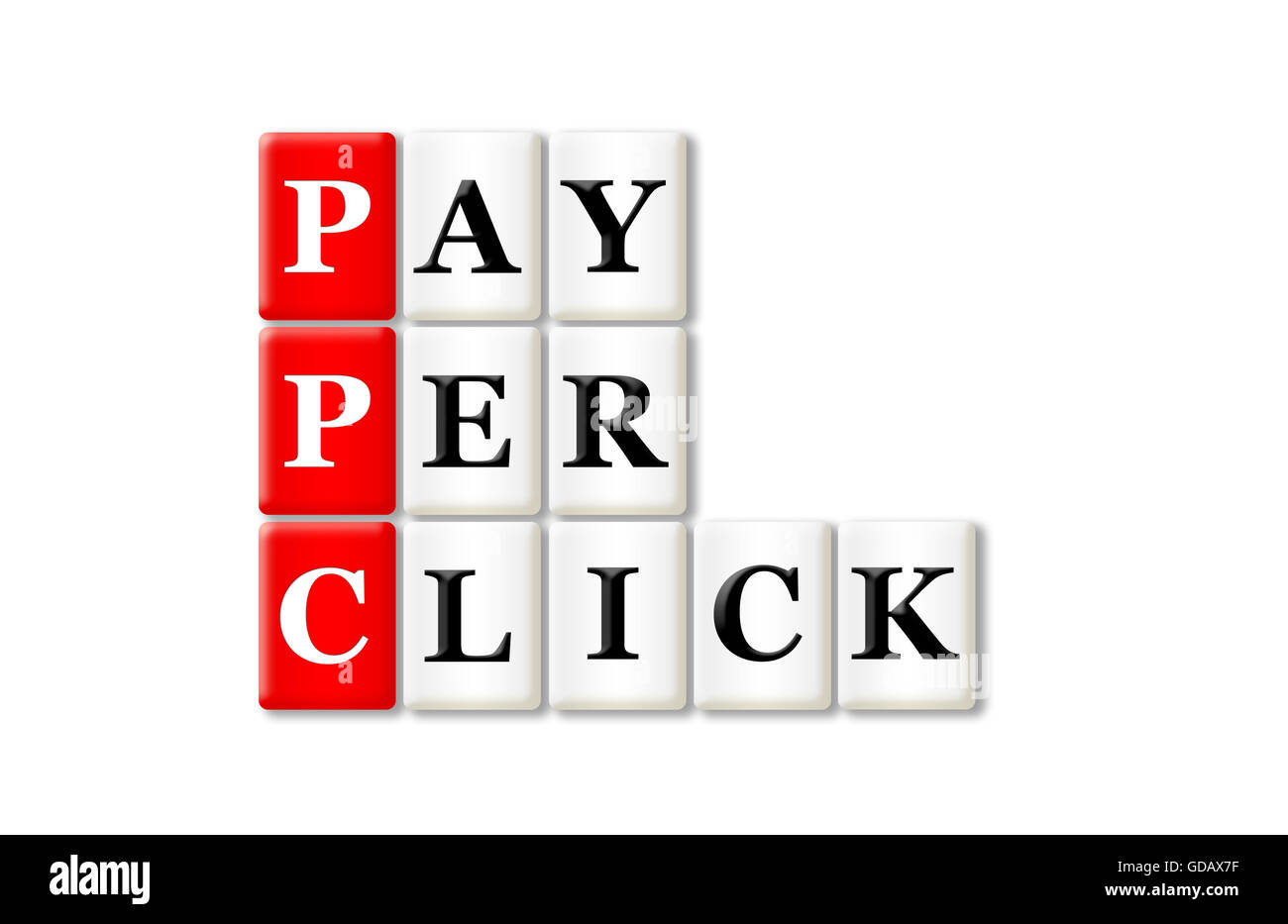PPC - Payer Par Clic de l'acronyme sur fond blanc Banque D'Images