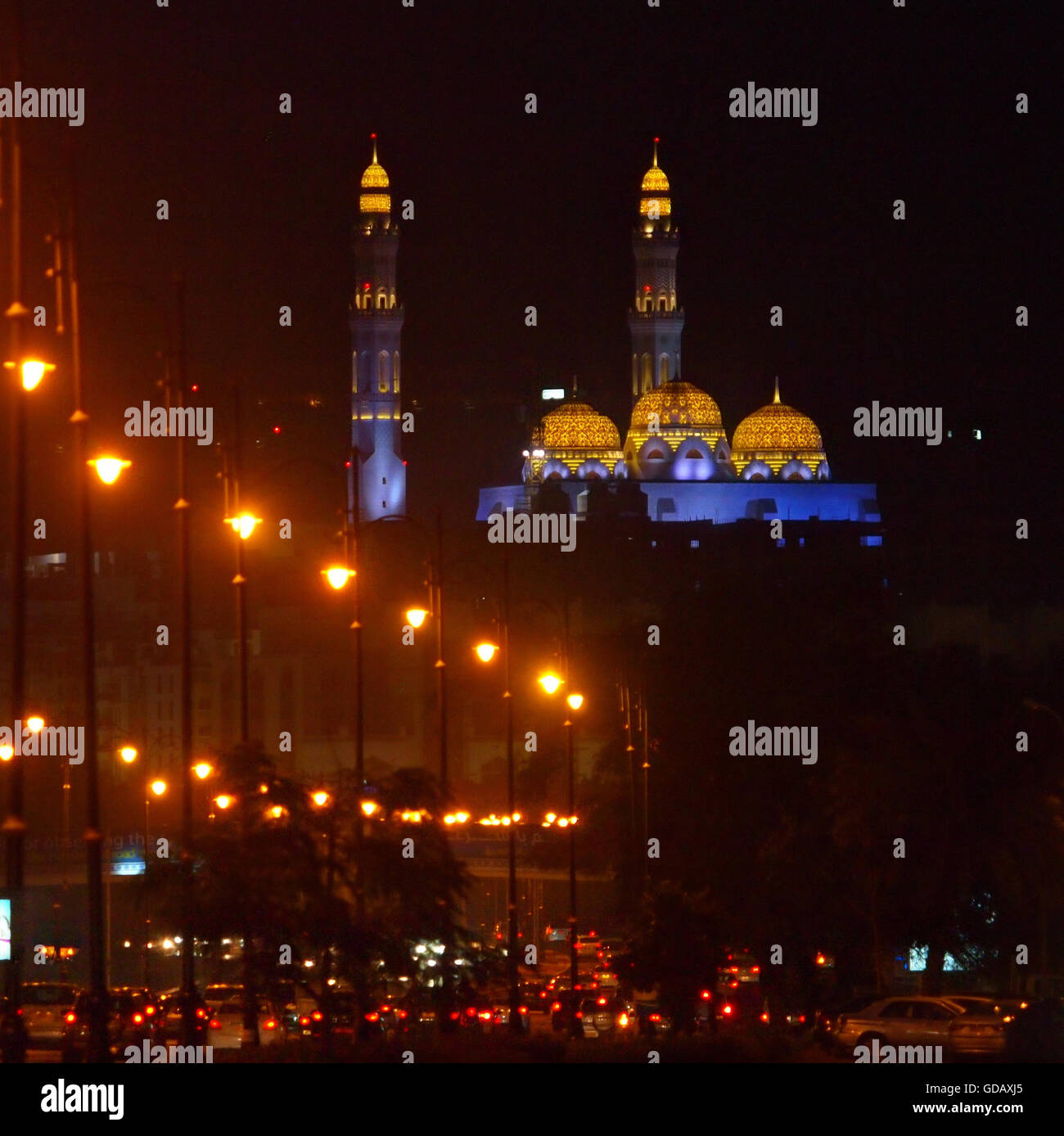 Nuit à Oman mosquée Banque D'Images