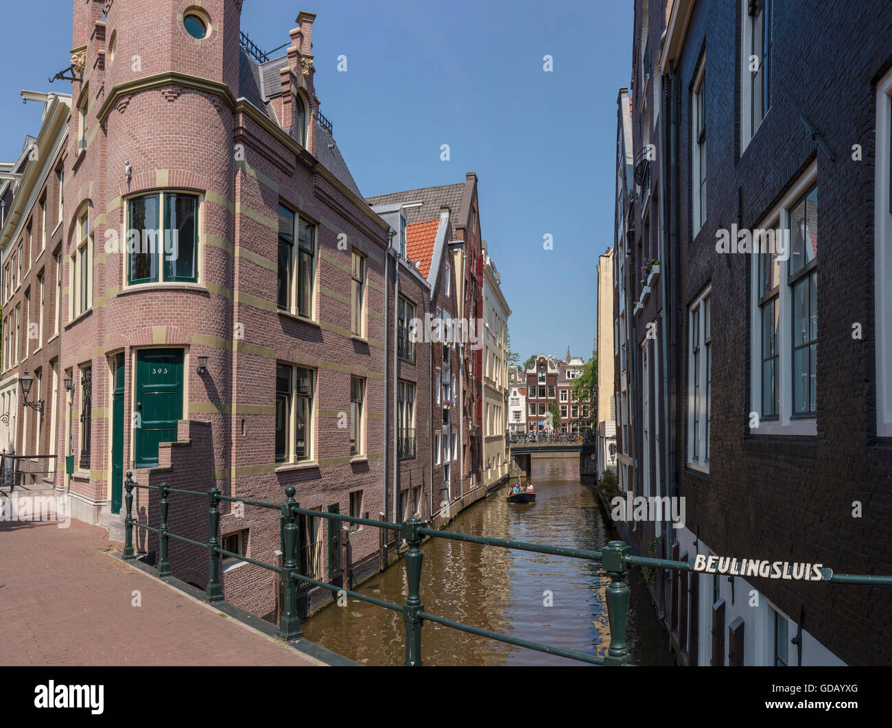 Petit canal Herengracht et Singel avec la liaison Banque D'Images