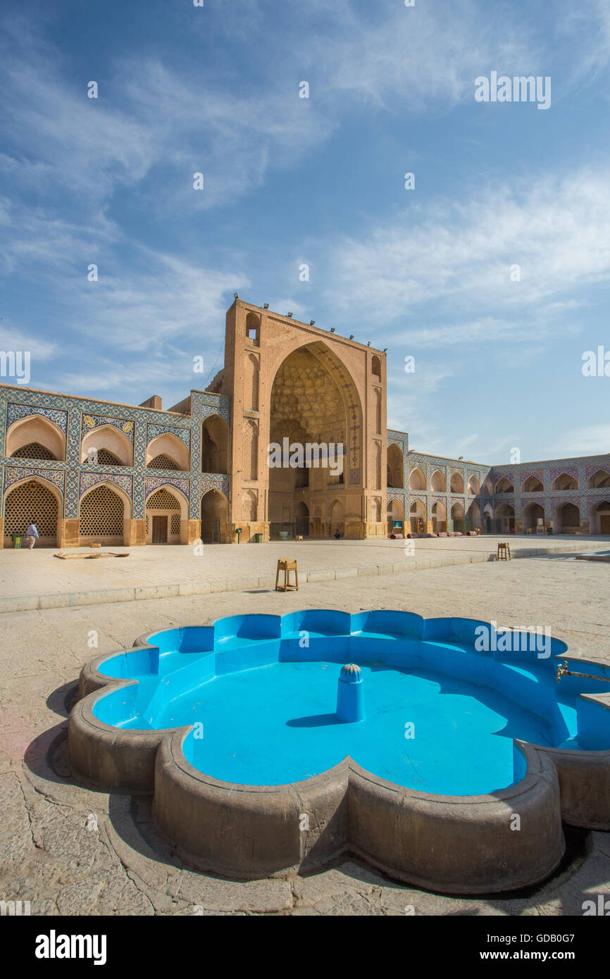 L'Iran Ispahan,Ville,Masjed-e Jame (Mosquée du Vendredi),l'UNESCO World Heritage,Cour, Banque D'Images