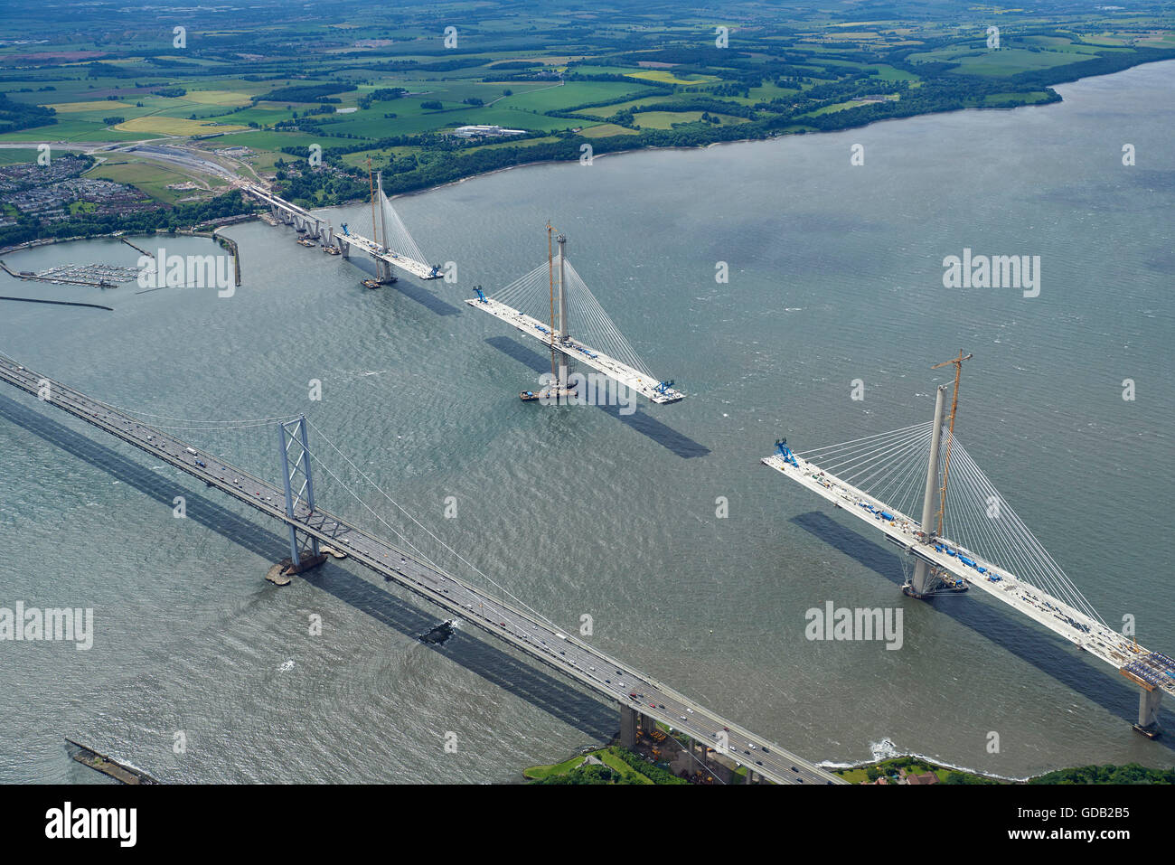 Suite deuxième passage en construction, de l'air, juillet 2016, Firth of Forth, Ecosse Banque D'Images