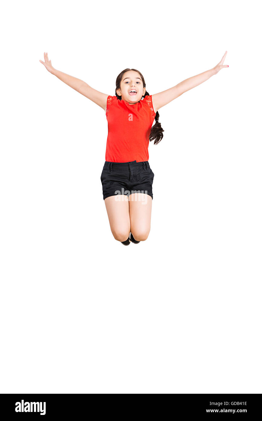 1 kid Girl Jumping Vitalité énergétique Banque D'Images